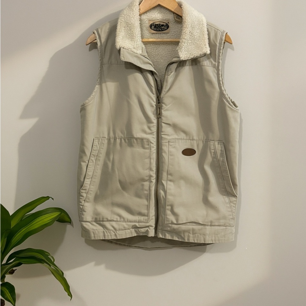 Women's Beige Sherpa-Lined Vest